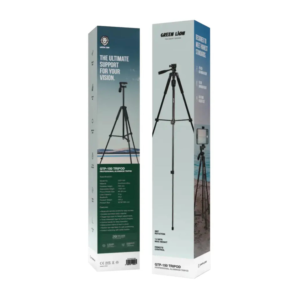 Green Lion GTP-150 Tripod-Professional Aluminum – Black