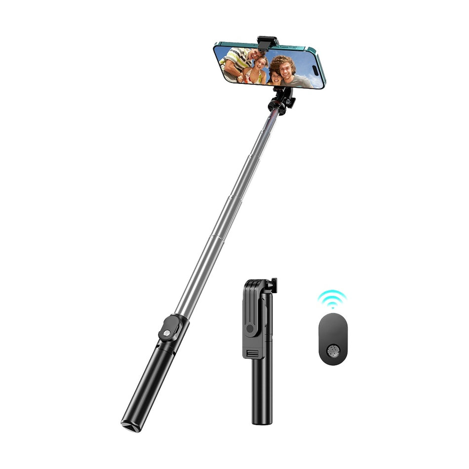 Green Lion Tripod Selfie Stick Bluetooth Remote Extendable Phone Holder Portable Vlogging Stand – Black (GL-STK5)