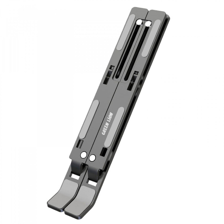 Green Lion X-Foldable Ergonomic Laptop Stand | Portable Aluminum Alloy Notebook Riser with 6-Level Adjustable Height Open Thermal Ventilation Matrix and Anti-Slip Silicone Grips - Space Gray (GNXFOLDASGY)