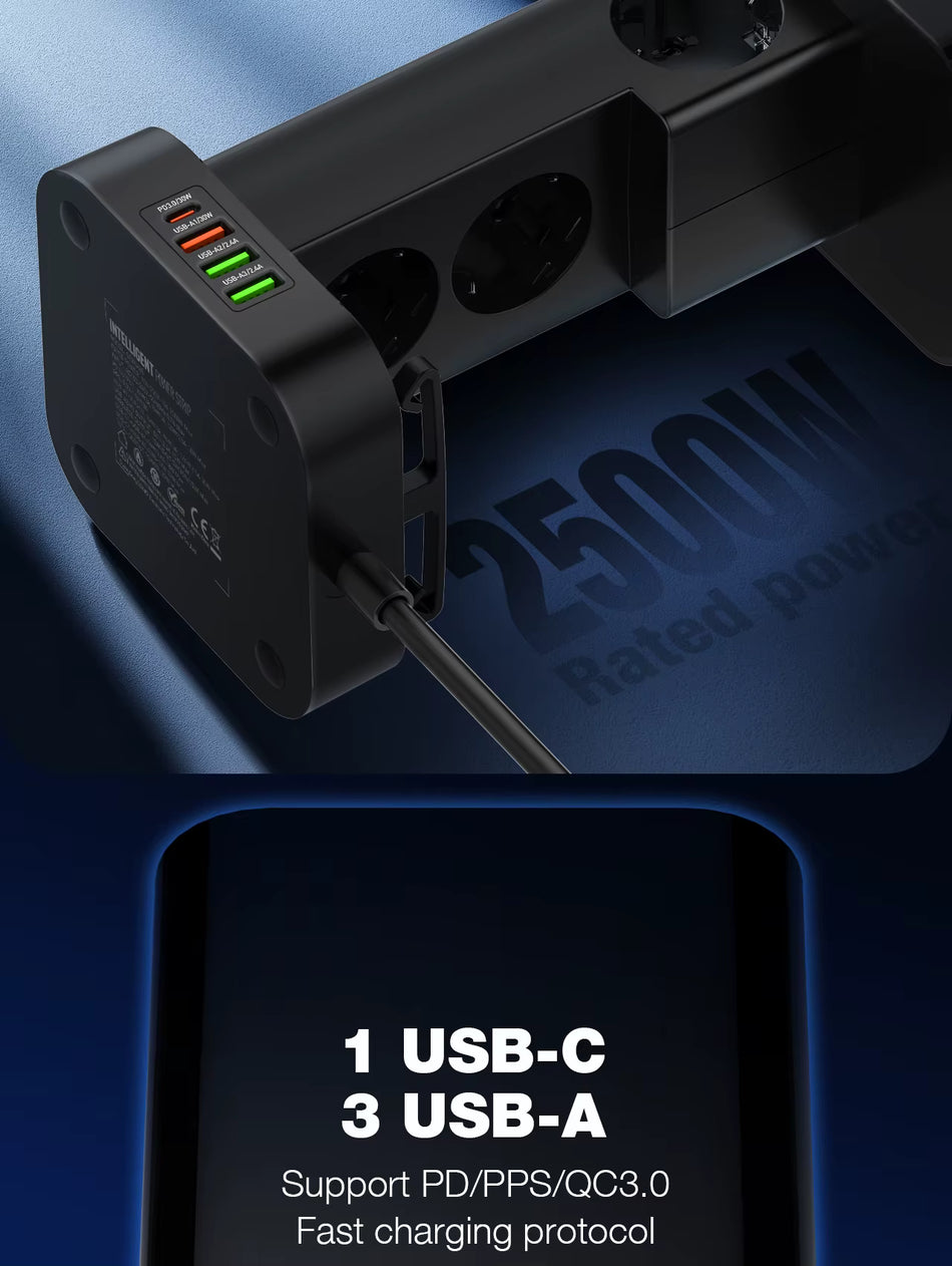 LDNIO SEW4485 Multiple 2500w Tower Power Strip 32W USB Output With Wireless Charging