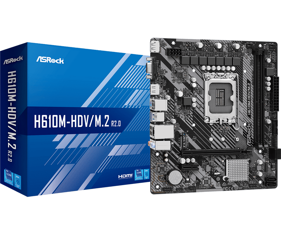 ASRock H610M-HDV/M.2 R2.0 mATX Motherboard for Intel LGA1700 CPUs
