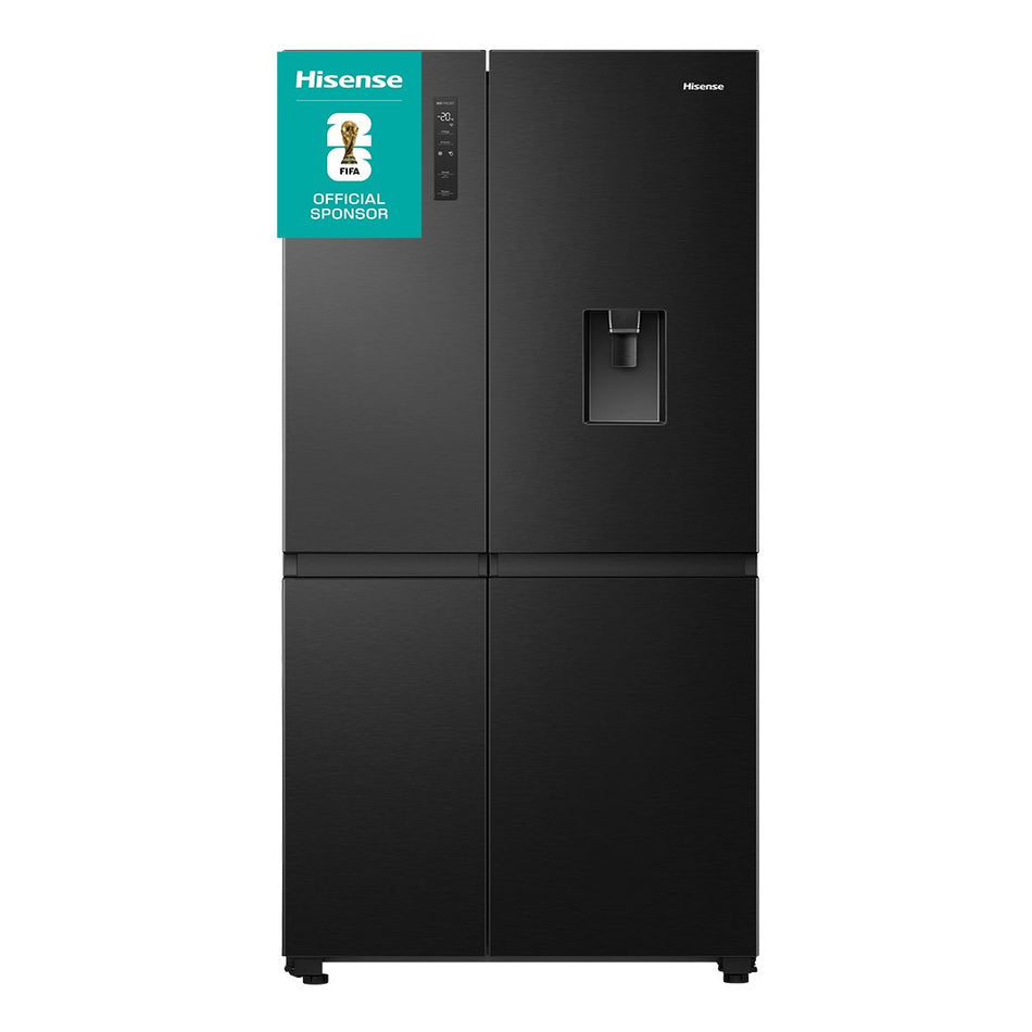 Hisense - H800SB-WD - Wifi Connected American Fridge Freezer Side by Side with Non-Plumbed Water Dispenser, Total No Frost, 649 liters (631L Net), Black Stainless Steel - F Rated, Noise level: 43 decibels, H179.5 x W91.0 x D71.7 (cm) [Energy Class F]