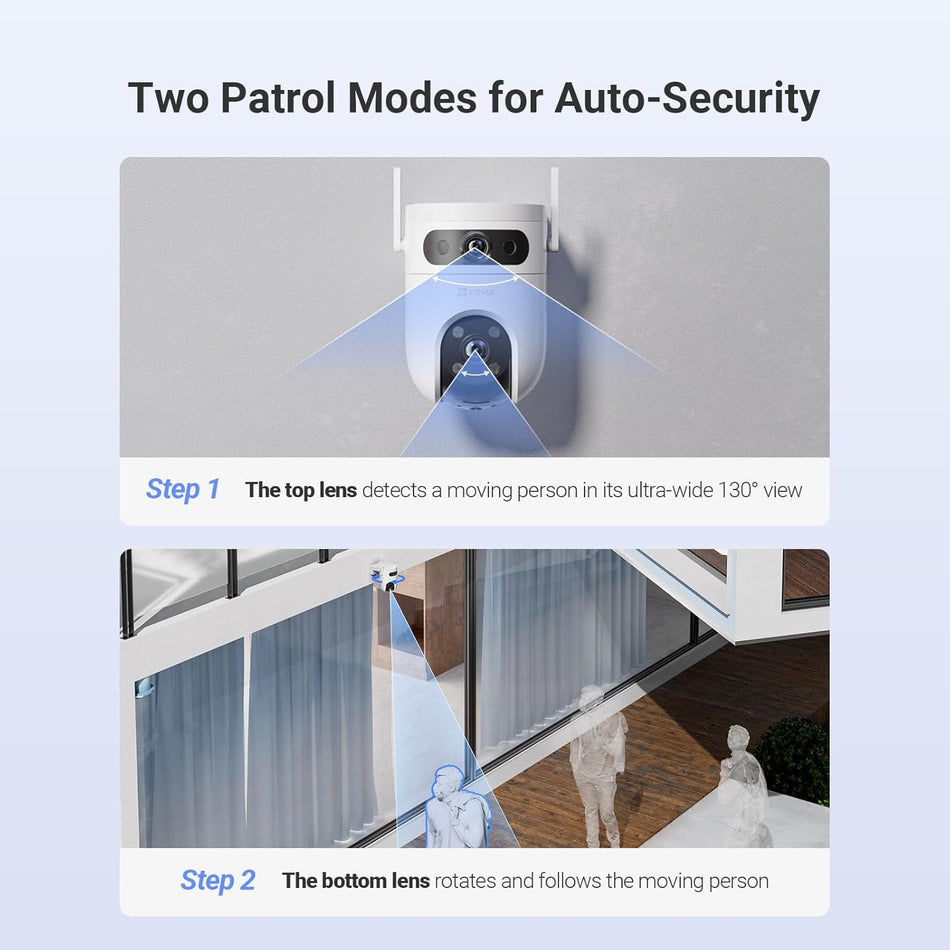 EZVIZ H9c Dual 2K (3MP) Dual-Lens Pan & Tilt Wi-Fi Camera | Co-Detection Auto-Tracking | Color Night Vision | Active Defense