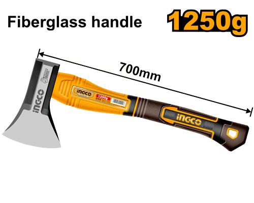 INGCO 1.25kg Felling Axe – Drop-Forged 45# Carbon Steel Head, 700mm Shock-Absorbing Three-Color Fiberglass Handle, and Heat-Treated Splitting Blade (HAX0811250)
