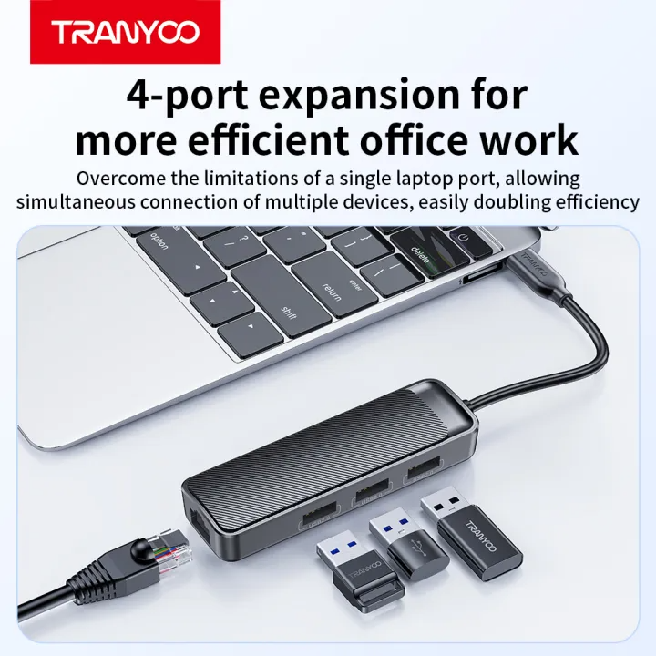 Tranyoo HBI-C 4-in-1 USB-C Extender Hub