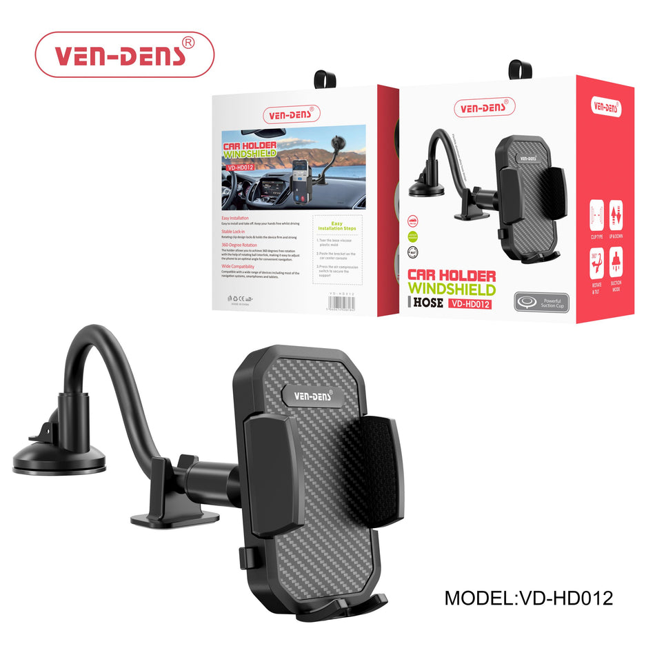 VEN-DENS VD-HD012 Windshield Car Phone Holder | Strong Suction Mount | 360° Rotating Long Arm