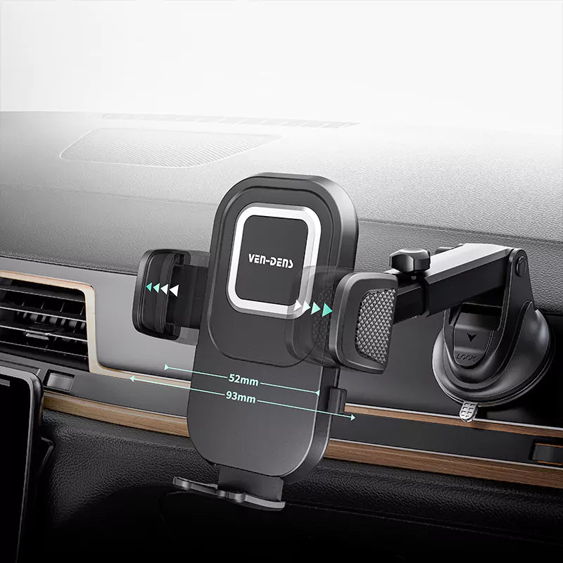 Ven-Dens VD-HD042 Universal Car Phone Holder | 360° Rotating Dashboard & Windscreen Mount