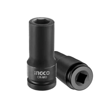 Ingco 13mm Professional 1/2 Inch Drive Deep Impact Socket - 6-Point Forged Chrome-Molybdenum Steel Long Socket Piece with Black Phosphate Coating (HDIS12132L)