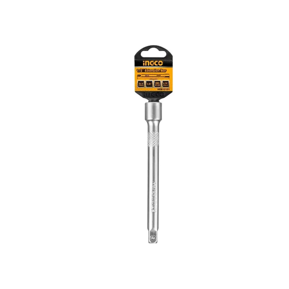 Ingco 1\2-Inch Drive Professional Industrial Extension Bar – Heavy-Duty 125mm Socket Extension Rod Forged from Premium Chrome-Vanadium Steel for Deep Recesses (HEB12101)