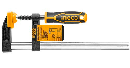 INGCO 140 x 1000mm Heavy-Duty F-Clamp (Serre-Joint en F) – 550kg Max Clamping Force, Malleable Cast Iron Jaws, 10x35mm Steel Bar, and Plastic Handle (HFC021404)