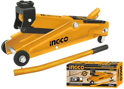 INGCO 3-Ton Heavy-Duty Hydraulic Floor Jack / Crocodile Trolley Jack (Cric Rouleur Hydraulique) – 135mm to 410mm Lifting Range, Dual Swivel Castors, Safety Overload Valve, and Steel Frame (HFJ302)