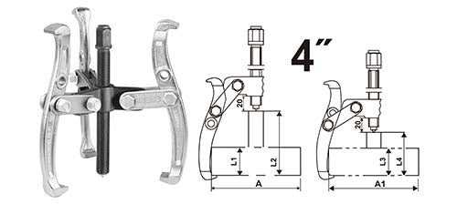 INGCO 3-Inch Heavy-Duty 3-Jaw Gear Puller – Premium Drop-Forged Carbon Steel, High-Tensile Threaded Mandrel, and Multi-Position Internal & External Pulling (HGP08034)