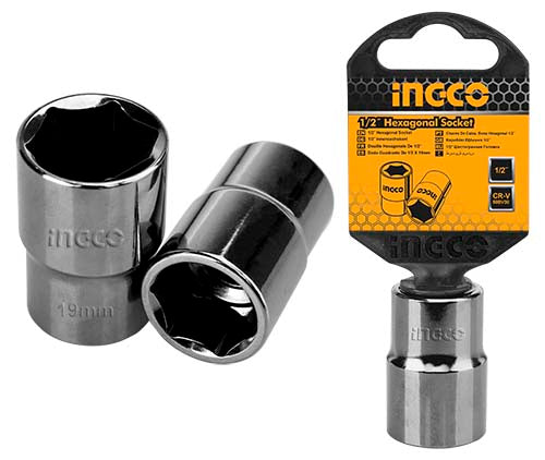 Ingco 1/2-Inch Drive 10mm Deep Hexagonal Socket | Premium Chrome Vanadium Steel Long Reach 6-Point Mechanics Socket for Automotive Maintenance (HHAST12101)