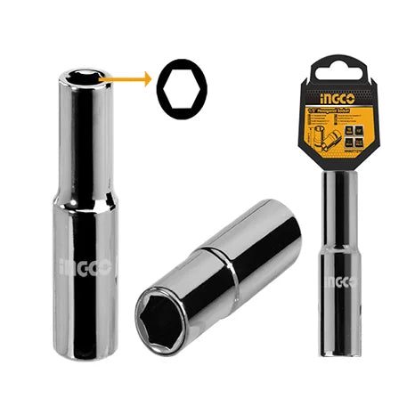 Ingco 1/2" Drive Deep Hexagonal Socket 22mm (HHAST12223L) Premium Industrial 6-Point Recessed Fastener Metric Socket Piece
