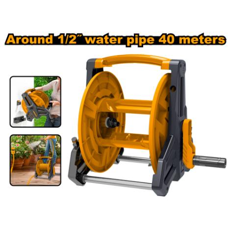 Ingco 1/2-Inch 12-Meter Retractable Hose Reel Set - Automatic Rewind Wall-Mounted Garden Hose Organizer Kit (HHR40121)