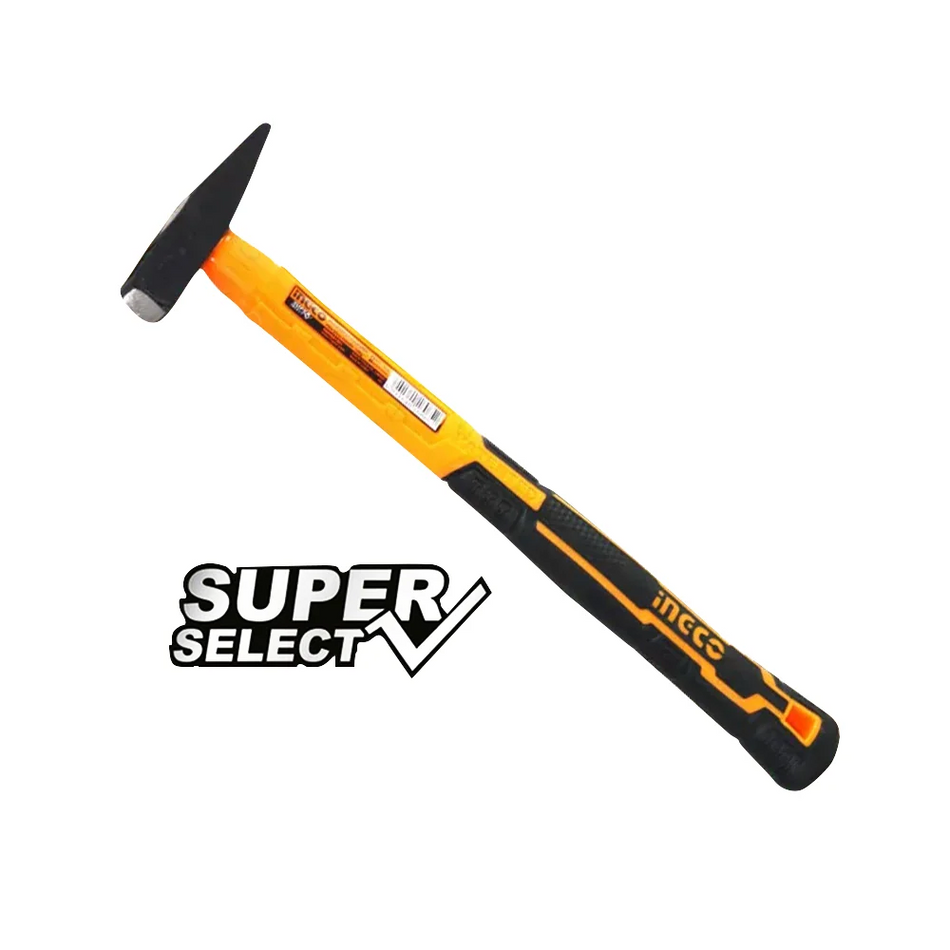INGCO 300g Heavy-Duty Machinist Hammer – Drop-Forged #45 Carbon Steel Head, Heat-Treated Striking Faces, and High-Strength Fiberglass Handle (HMHS83001)