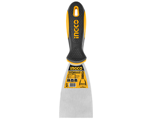 Ingco 60mm Stainless Steel Putty Trowel | Premium Heat-Treated Fine Polished Putty Scraper Knife with Double Color Plastic Grip Handle (HPUT08060)