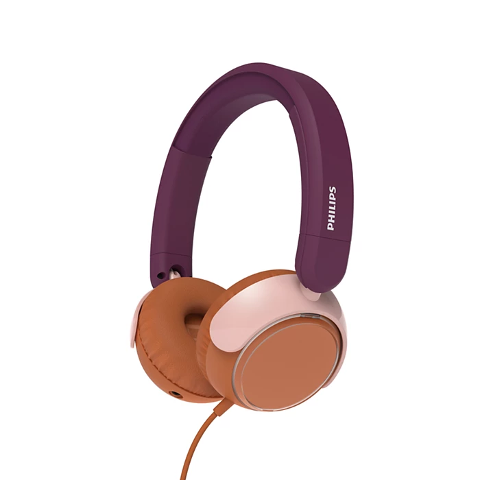 Philips TAK2000 On-Ear Wired Kids Foldable Headphones - Volume Limited 85dB, Audio Sharing Port, Includes 3.5mm & USB-C Cables - Crystal Teal (TAK2000CT/00) & Magenta Purple (TAK2000MP/00)