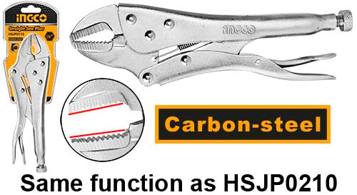 INGCO 10" Heavy-Duty Straight Jaw Locking Pliers (Pince Étau à Mâchoires Droites) – High-Grade Carbon Steel, 0–50mm Jaw Capacity, Adjustable Pressure Screw, and Nickel-Plated Finish (HSJP0110)
