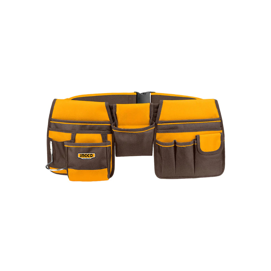 INGCO 3-Piece Tool Pouch Set with Adjustable Waist Belt (Sacoche à Outils avec Ceinture) – 10 Pockets, Dedicated Hammer Holder, 1680D Polyester, and 10kg Max Load Capacity (HTBP020328)