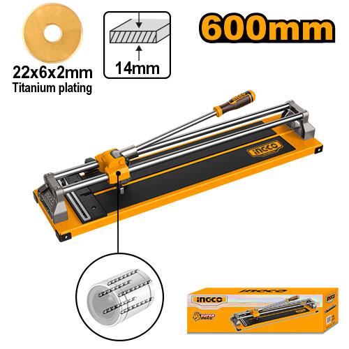INGCO 600mm Manual Tile Cutter – Heavy-Duty 820x200mm Steel Base, High-Precision 20mm Dual Sliding Bars, and Multi-Function Direct & Diagonal Cuts (HTC04601)