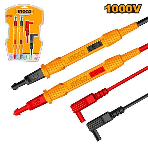 Ingco Professional Multimeter Test Lead Set – 100cm Universal Flexible Wire Probe Kit with CAT III 1000V High-Voltage Safety Rating for Digital Multimeters and Clamp Meters (HTL31001)