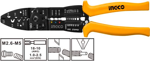 Ingco 10" Industrial Multi-Purpose Wire Stripper and Cutter | 254mm Heavy-Duty Cable Stripper with Bolt Shears (HWSP101)