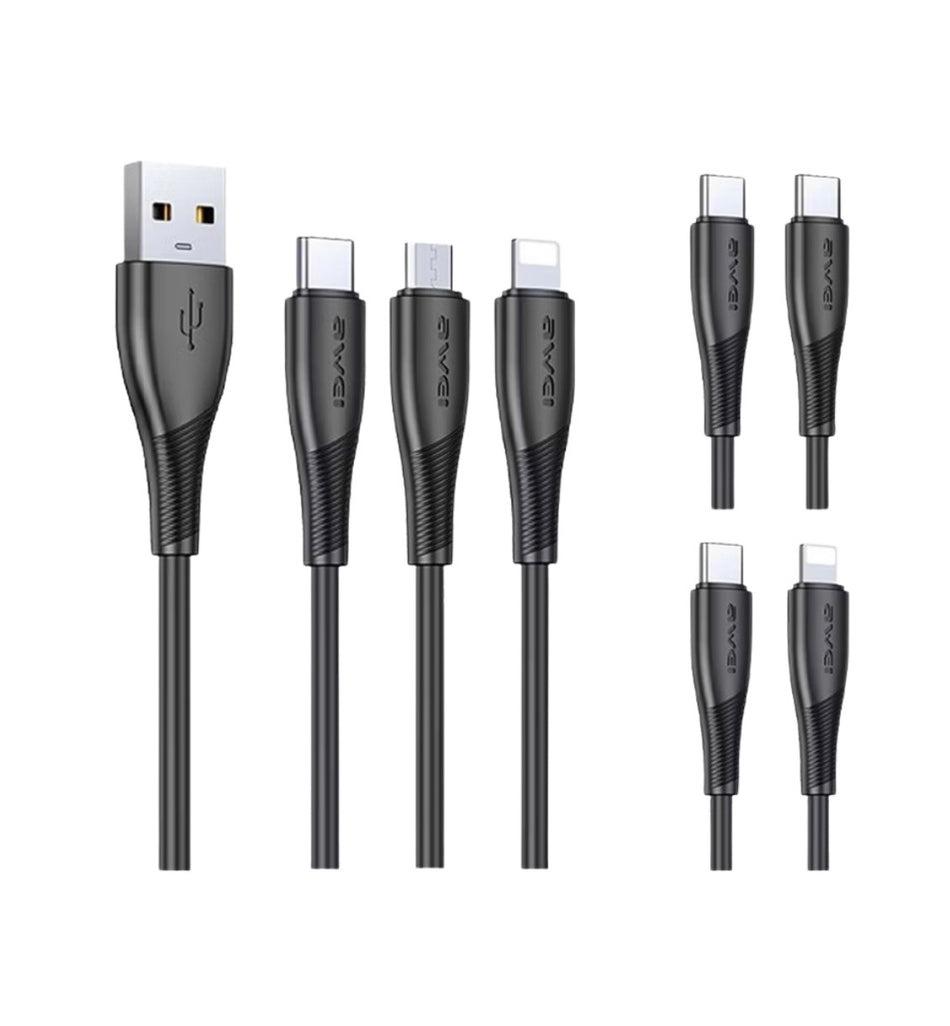 AWEI CL-182i Type-C to Lightning Fast Charging Cable: 27W PD with Braided Nylon &amp; Temperature Control black