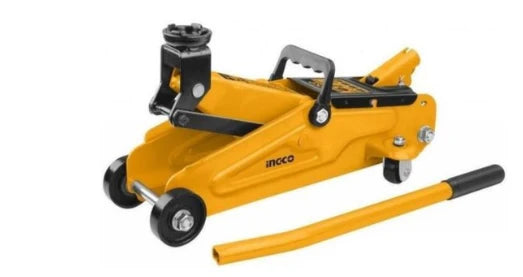 INGCO 3-Ton Heavy-Duty Hydraulic Floor Garage Jack (Cric Rouleur Hydraulique) – Dual Piston Fast Lifting Mechanism, 130mm–465mm Elevation Range, and Heavy Steel Swivel Caster Frame (HFJ313)