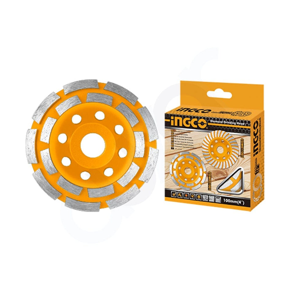 Ingco 150mm Segmented Diamond Cup Wheel | Double Row 22-Blade Concrete Grinding Disc with 22.22mm Arbor (CGW021501)
