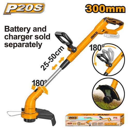 Ingco 20V Lithium-Ion Cordless Grass Trimmer Powershare with Battery & Charger NOT Included (1 Set) - CGTLI20018