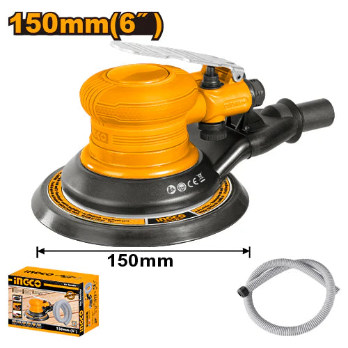 INGCO 150mm Air Sander, Speed RPM : 10500, 6" Pad, 90 PSI, Air Cons : 3 cfm (84l/min), Air Hose(ID) : 3/8", Model : APS1512