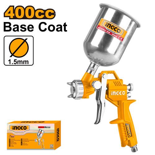 Ingco Air paint spray gun ASG4041 400ml Capacity Spray Gun | 1.5mm Nozzles Stainless Steel | 180 Ml/min | Suitable for Base Coat Spray Gun for Auto Paint
