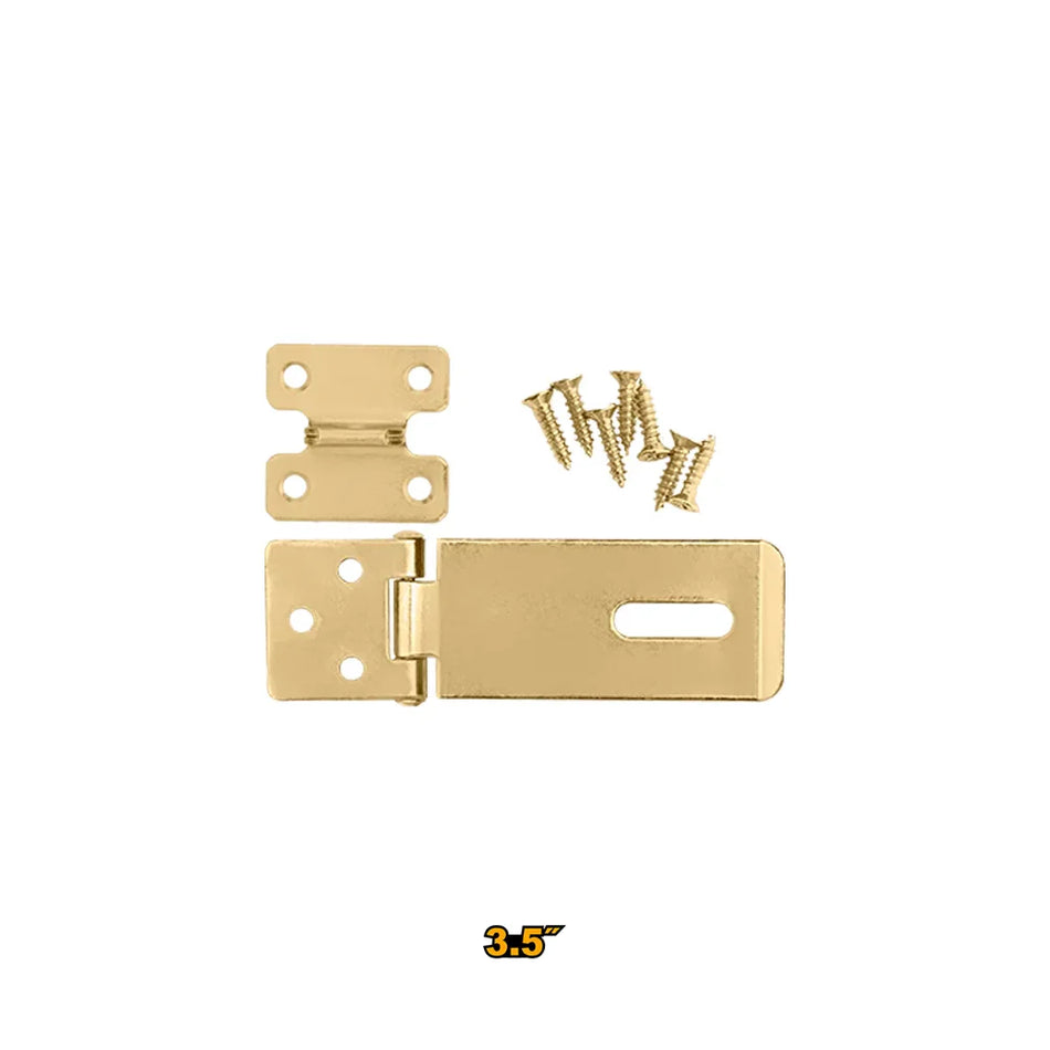Ingco 3.5-Inch Steel Hasp and Staple | Copper Color Latch Lox Security Fastener Set with 7 Screws (HHS1035)