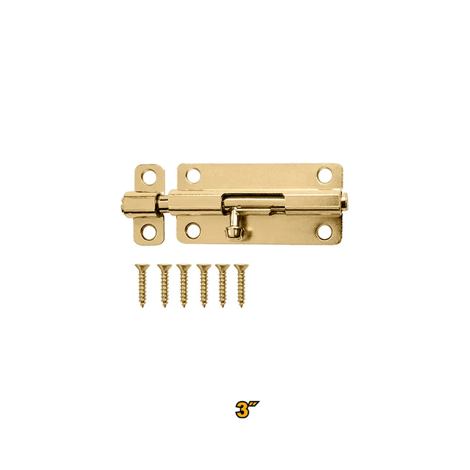 Ingco 3-Inch Steel Tower Bolt | Heavy-Duty Surface-Mounted Slide Latch Lock for Doors, Windows, and Cabinets (HTB103)