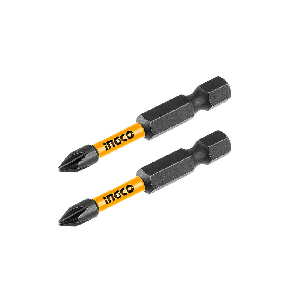 Ingco 50mm PH1 Impact Screwdriver Bit Set | Dual-Ended S2 Industrial Steel Magnetized Phillips Power Bits - 2-Piece Pack (SDBIM71PH150)