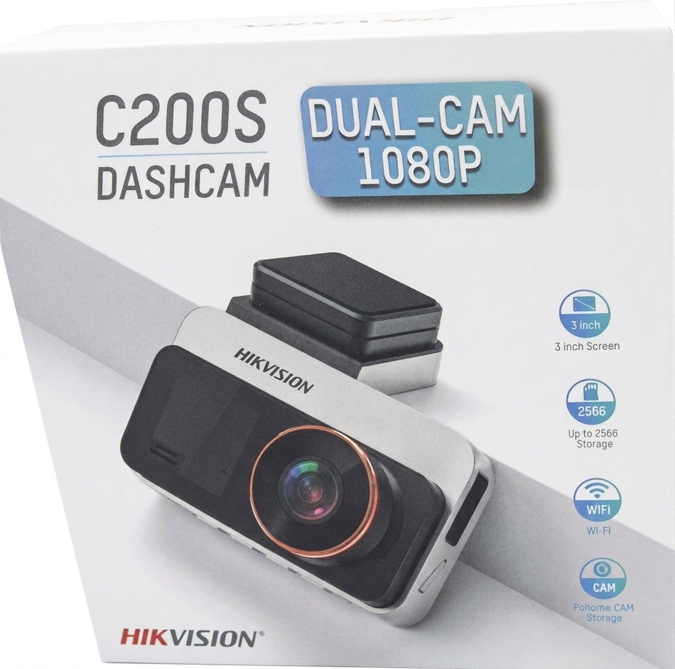HIKVISION C200S 1080P Dual Recording Car Dashcam (AE-DC2328-C200S JJ2) - 3" Screen, Wi-Fi, GPS Bracket, G-Sensor, Supports 256GB