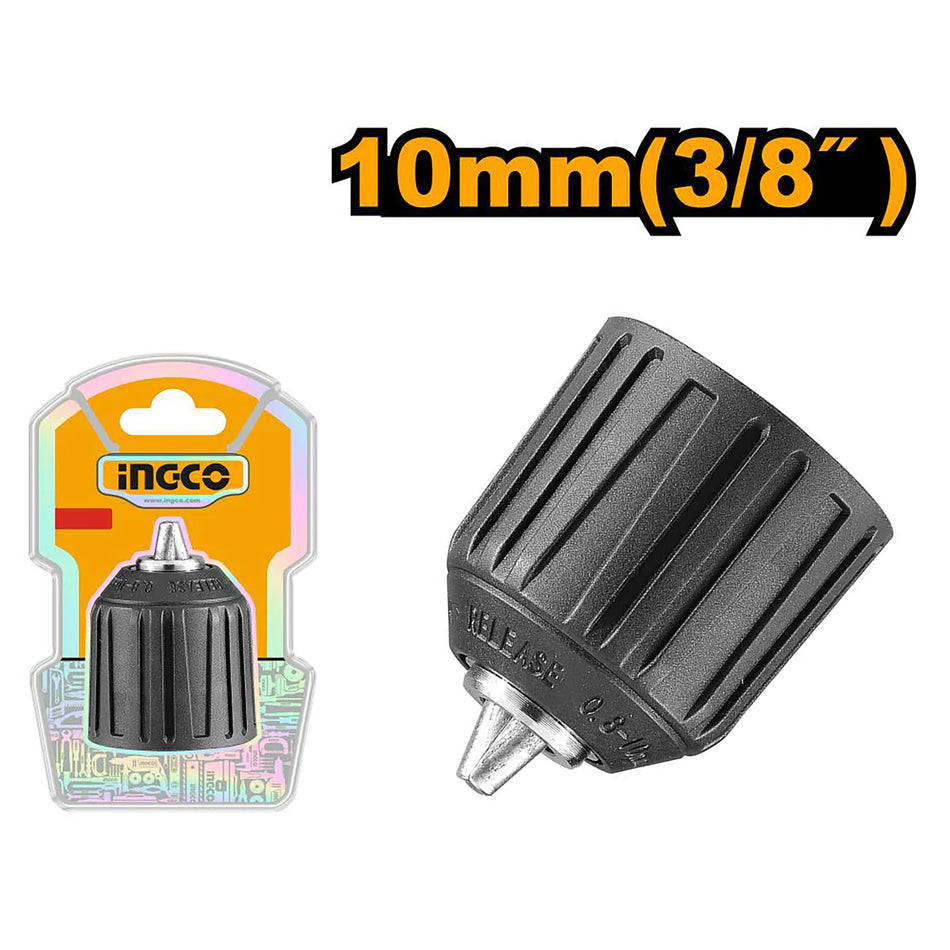 Ingco 10mm Keyless Drill Chuck | 3/8" Quick-Change Auto-Tightening Replacement Chuck for 20V Cordless Drills (KCL1016)