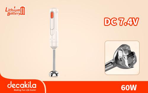Decakila 60W Cordless Hand Blender | Rechargeable Portable Immersion Blender with 1500mAh Battery & Stainless Steel Shaft (KMJB037W)