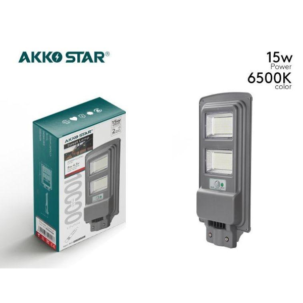 Akko Star Outdoor Waterproof LED Solar Street Lamp (AK500303) | High-Lumen Solar Power Security Yard Light with Intelligent Radar Motion Sensor & Remote Control