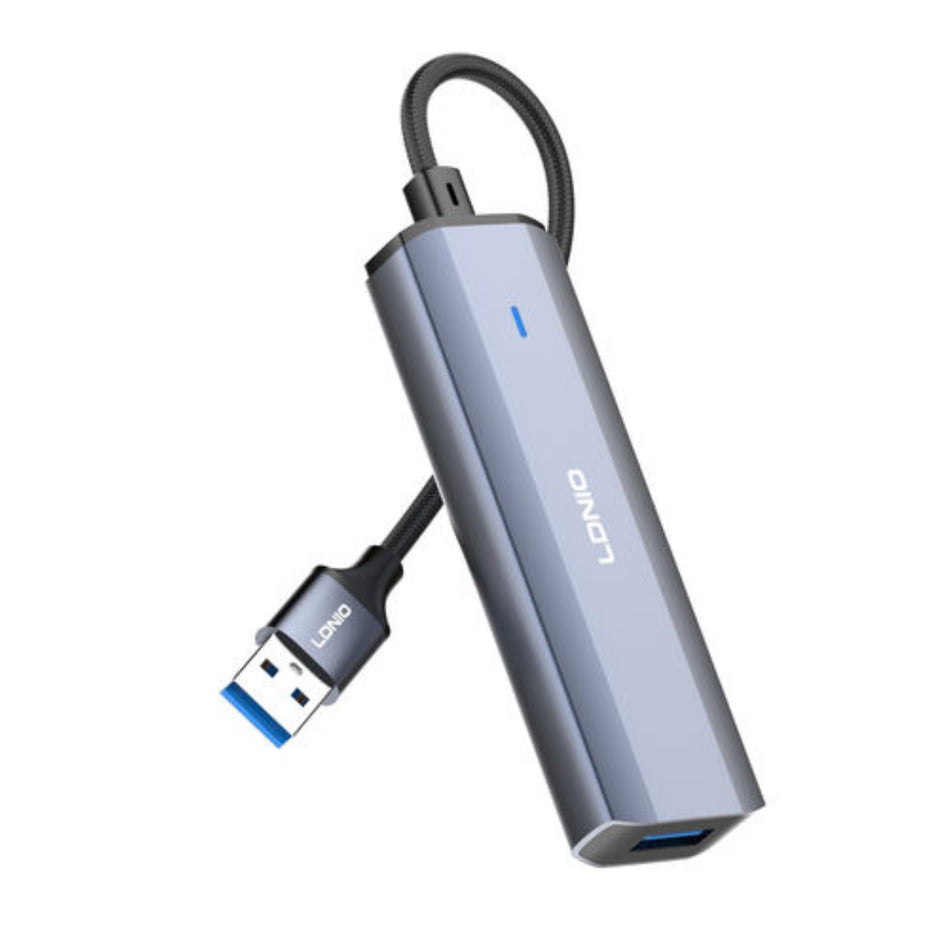 LDNIO DS-114U 4-Port USB 3.0 Hub | 5Gbps High-Speed Data Transfer & Four USB-A Expansion Ports Desktop Adapter