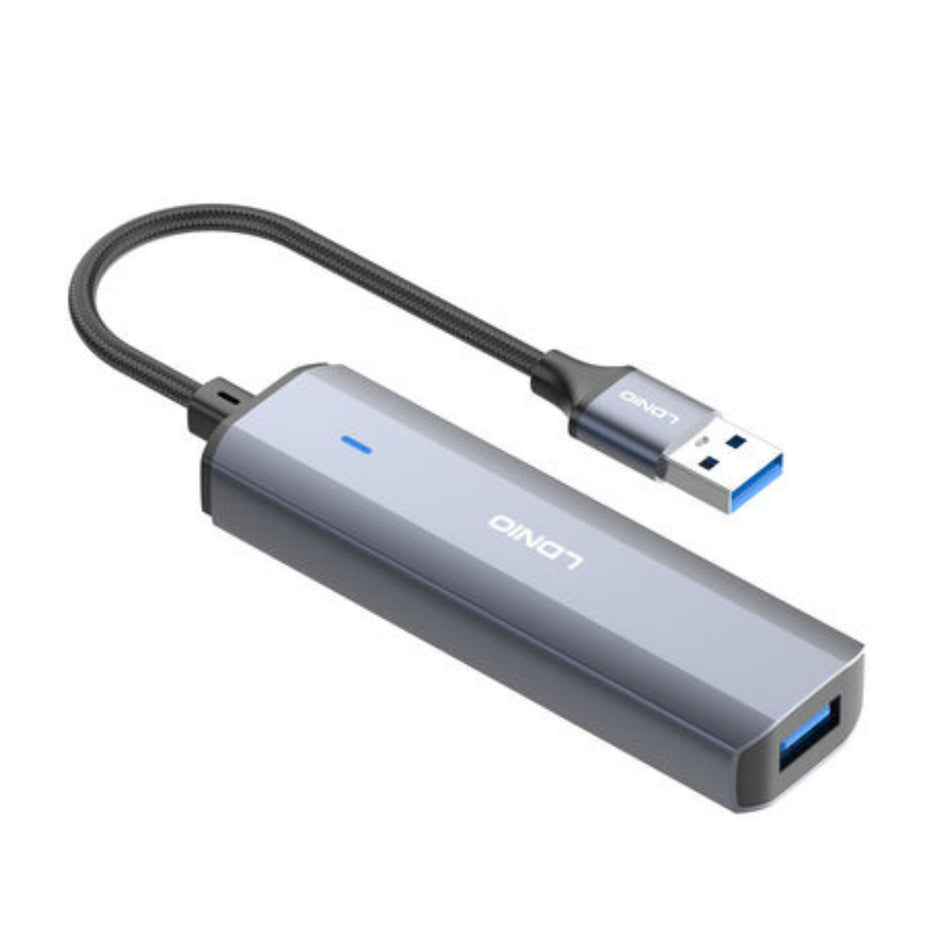 LDNIO DS-114U 4-Port USB 3.0 Hub | 5Gbps High-Speed Data Transfer & Four USB-A Expansion Ports Desktop Adapter
