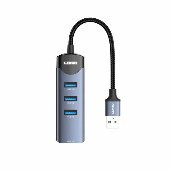 LDNIO DS-134U | 4-Port USB-A Hub | 4x USB 3.0 5Gbps High-Speed Data Transfer Desktop Adapter