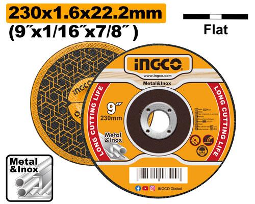 Ingco 230mm Premium Abrasive Metal Cutting Disc (MCD162301) High-Performance Heavy-Duty Cut-Off Wheel for Angle Grinders