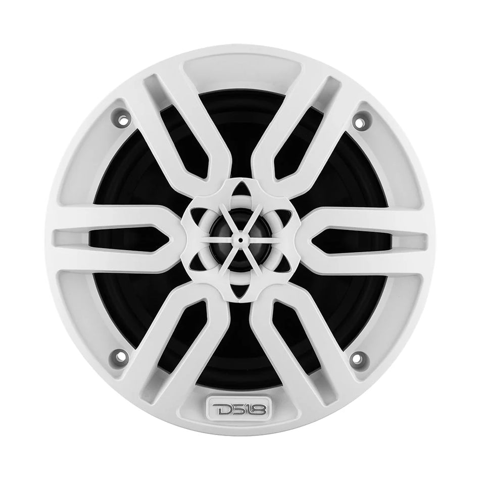 DS18 Hydro MP6/WH 6.5-Inch 2-Way Marine and Powersports Coaxial Loudspeakers, 180 Watts Max, 60 Watts RMS, Waterproof High-Output Car, Truck, and Boat Speakers (Pair, White)