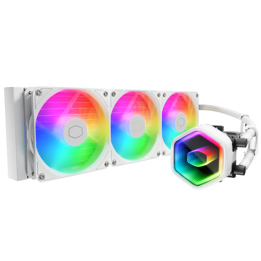 Cooler Master MasterLiquid 360 Core II ARGB Liquid CPU Cooler | 360mm Radiator Dual-Chamber Pump Design Three 120mm ARGB Fans High-Performance Cryo-Fueled Thermal System - White Edition (MLW-D36M-A18PA-RW)