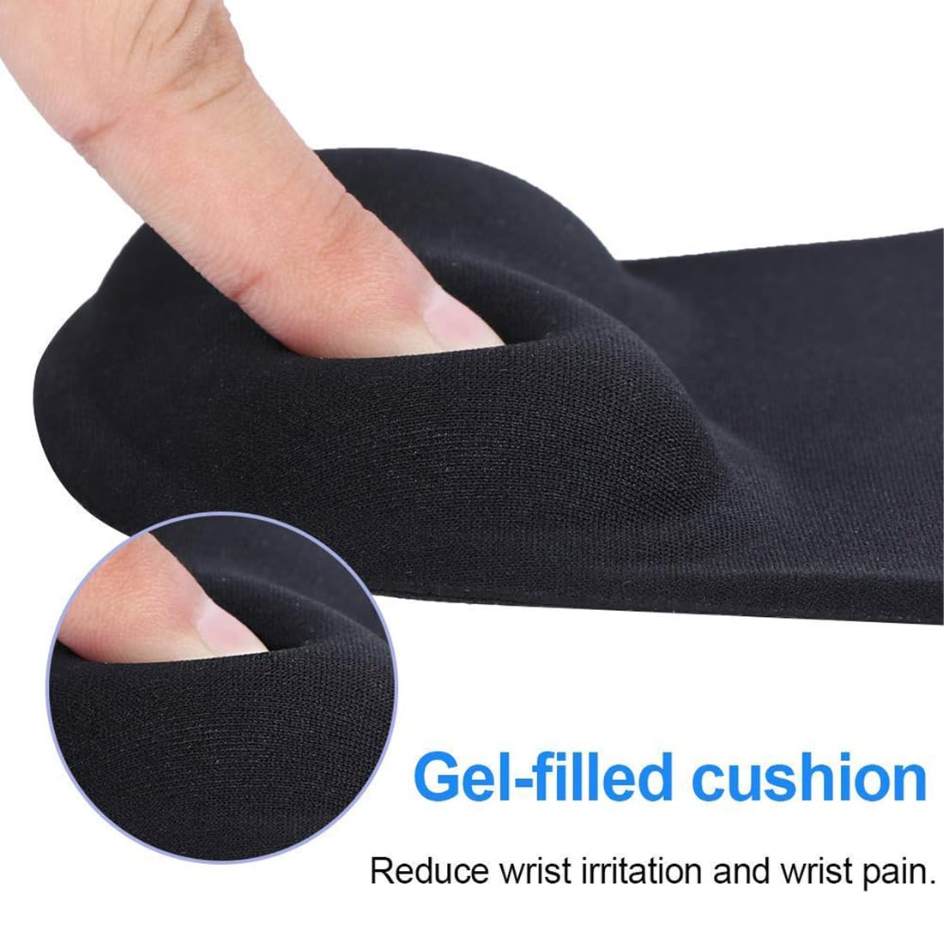 Mousepad G-01 Ergonomic Gel Wrist Support Mouse Pad - Soft Gel Cushion, Anti-Slip Rubber Base, Smooth Fabric Tracking Surface, Black