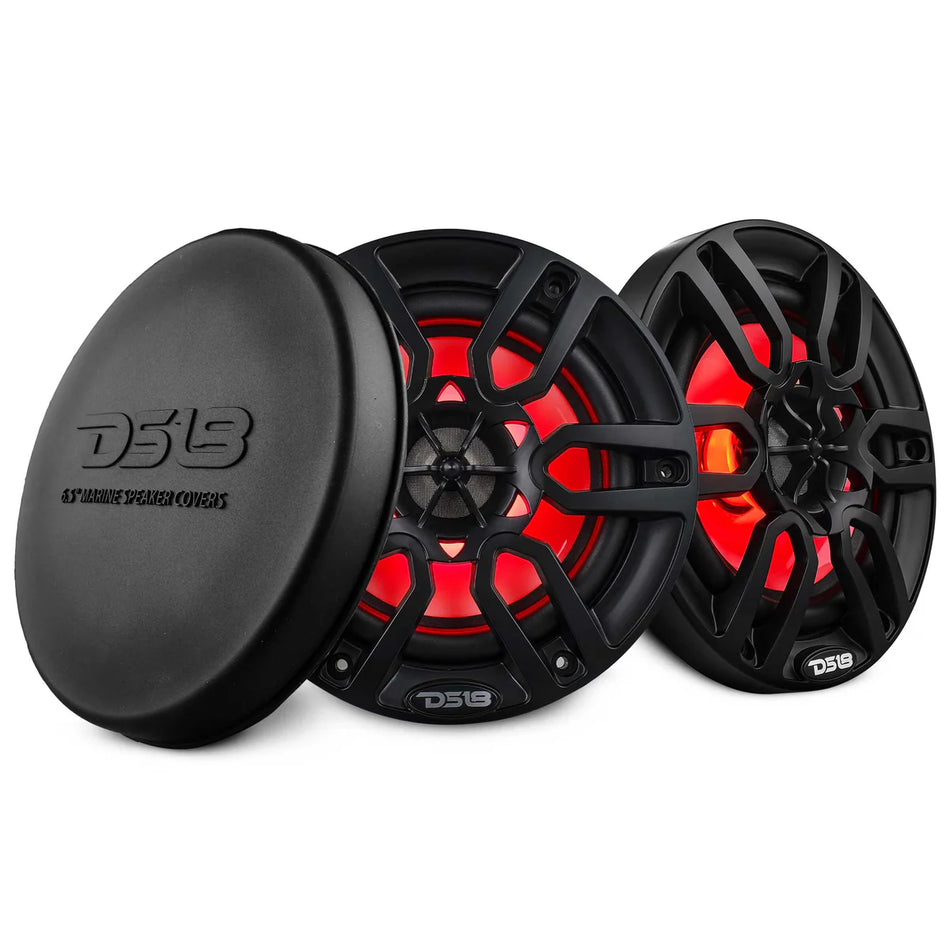 DS18 Hydro NXL6BK 6.5-Inch 2-Way Marine and Powersports Coaxial Loudspeakers with Integrated RGB LED Lighting, 300 Watts Max, 100 Watts RMS, Waterproof Car, Truck, and Boat Speakers (Pair, Gloss Black)