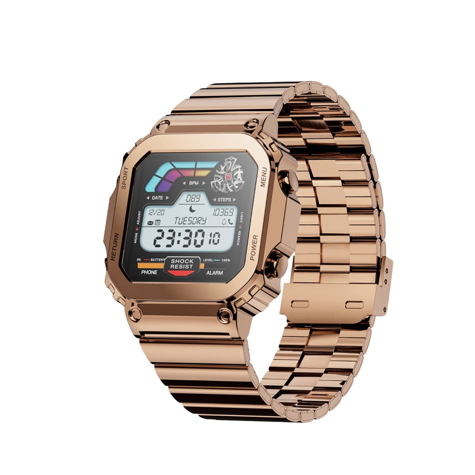 Porodo Nomad Smart Watch | Premium Black & Gold Dial | Luxury Black & Gold Metal Strap | Complete Fitness & Health Tracking | IP67 Water Resistant (PD-NOMAD-GD)