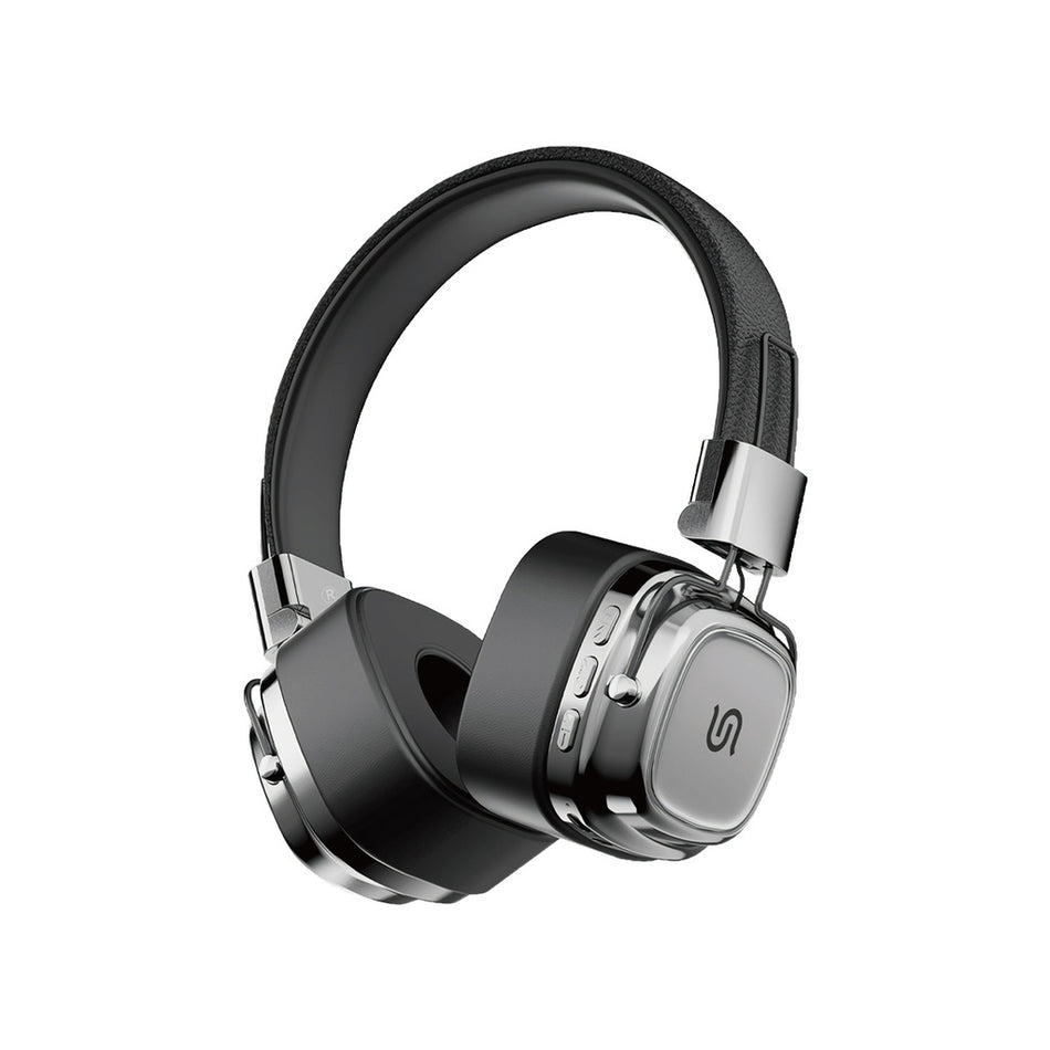 Porodo Soundtec Vintage Wireless Headphones with ENC & Micro SD Slot – Black/Silver